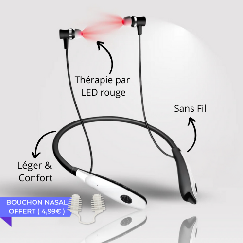 Audania - Écouteurs anti-acouphènes à thérapie par LED rouge