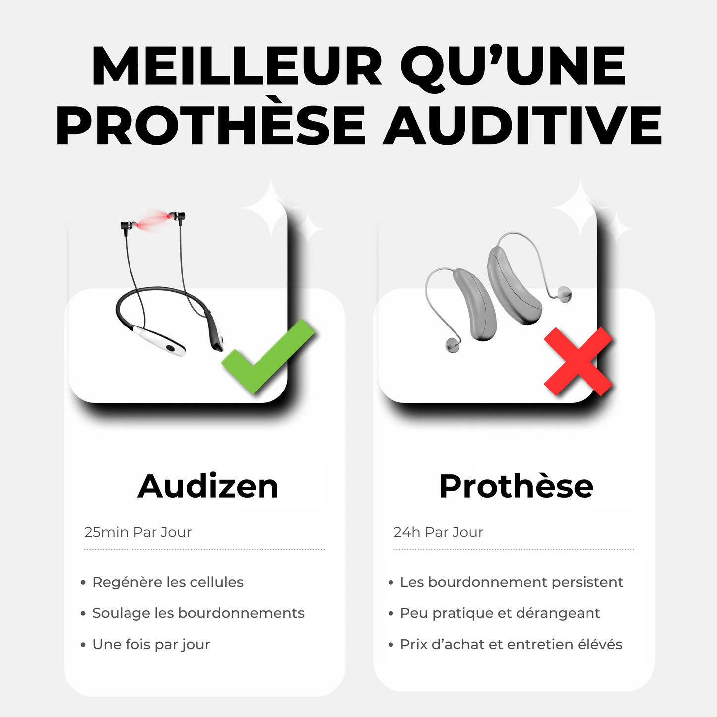 Audania - Écouteurs anti-acouphènes à thérapie par LED rouge